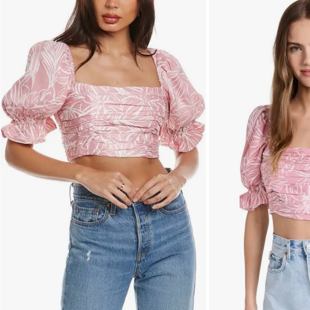 Saylor Gem Crop Puff Sleeve Blouse Top Size small perfect condition